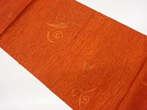 本場筑前博多雲に抽象唐草模様織出し名古屋帯